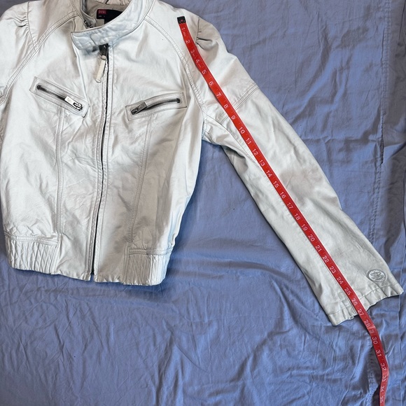 Vintage Diesel White Leather Zip-Up Jacket - Picture 17 of 17